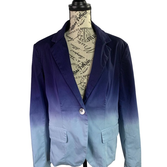 Boston Proper Womens Jacket Blazer Blue Ambre Polyester Lining US size 10 (M) - Picture 1 of 11
